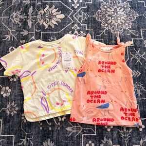 NWT Zara Girls Bundle Seagull Tank & Citrus Tee 4yr